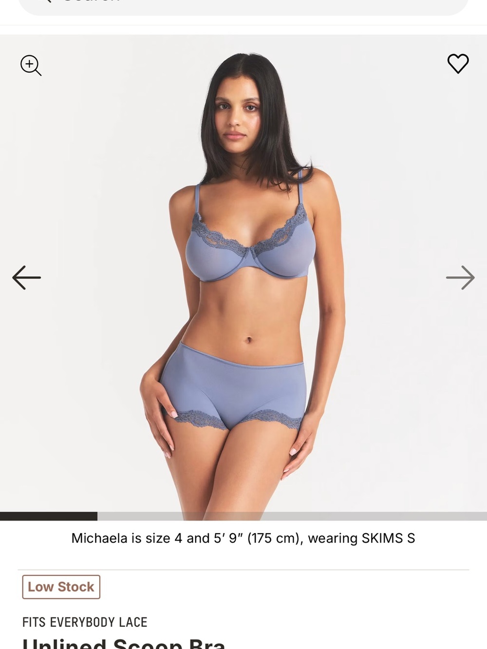 SKIMS Lace-Trim Underwire Bra - Slate Blue